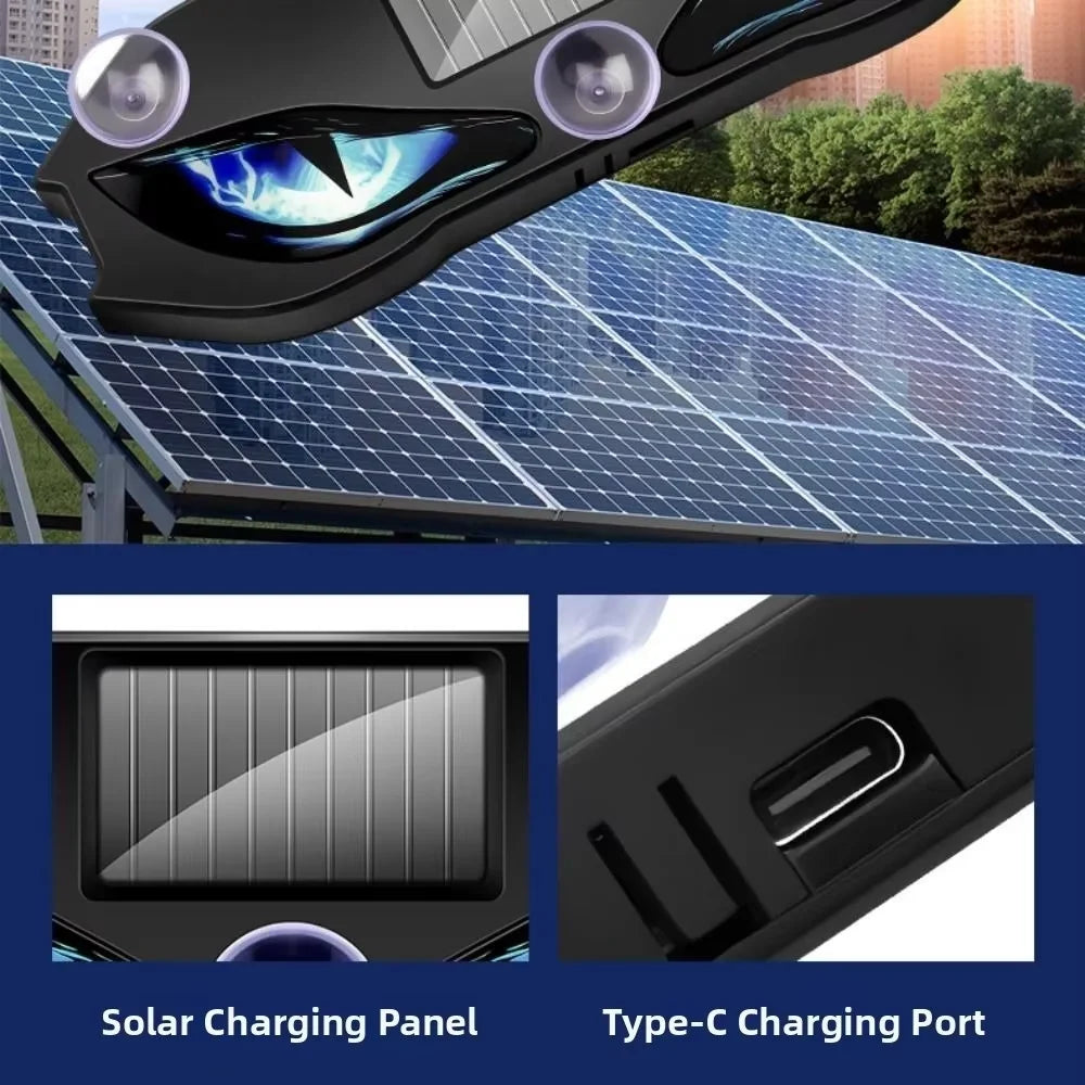 KEVANLY Solar Power Car Demon Eye Light Cool Flashing Warnin