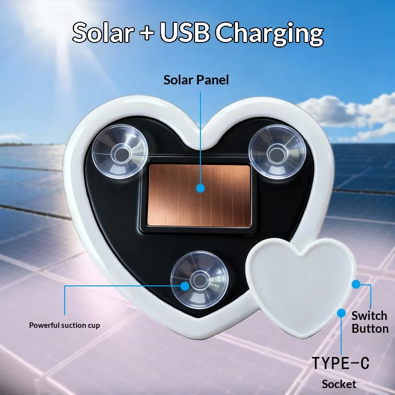 Solar Powered Car Neon Light Wireless Cute Heart Shaped Led 