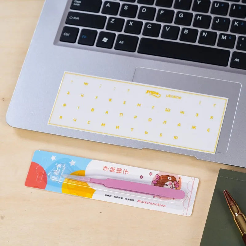 Ukrainian Keyboard Transfer Stickers Us Qwerty Waterproof Pvc Keycap Labels Decal for Laptop Desktop Pc Key Replacement