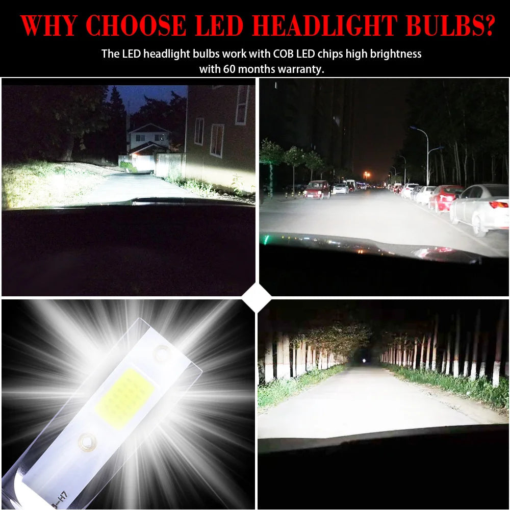 2PCS/pair Mini Lights Auto H7 LED H4 Bulb H3 H8 H9 H11 9005 