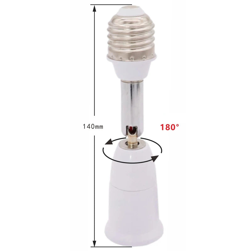 Universal E27 to E27 Lengthened Lamp Base 180 degree Rotatio
