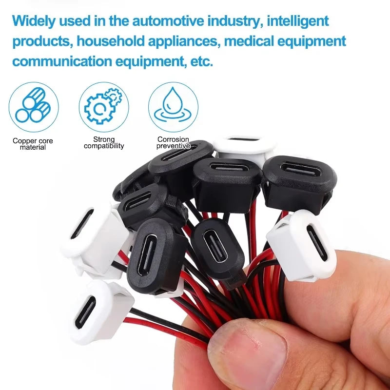 Type C Female Connector Waterproof USB C Female Jack Socket 