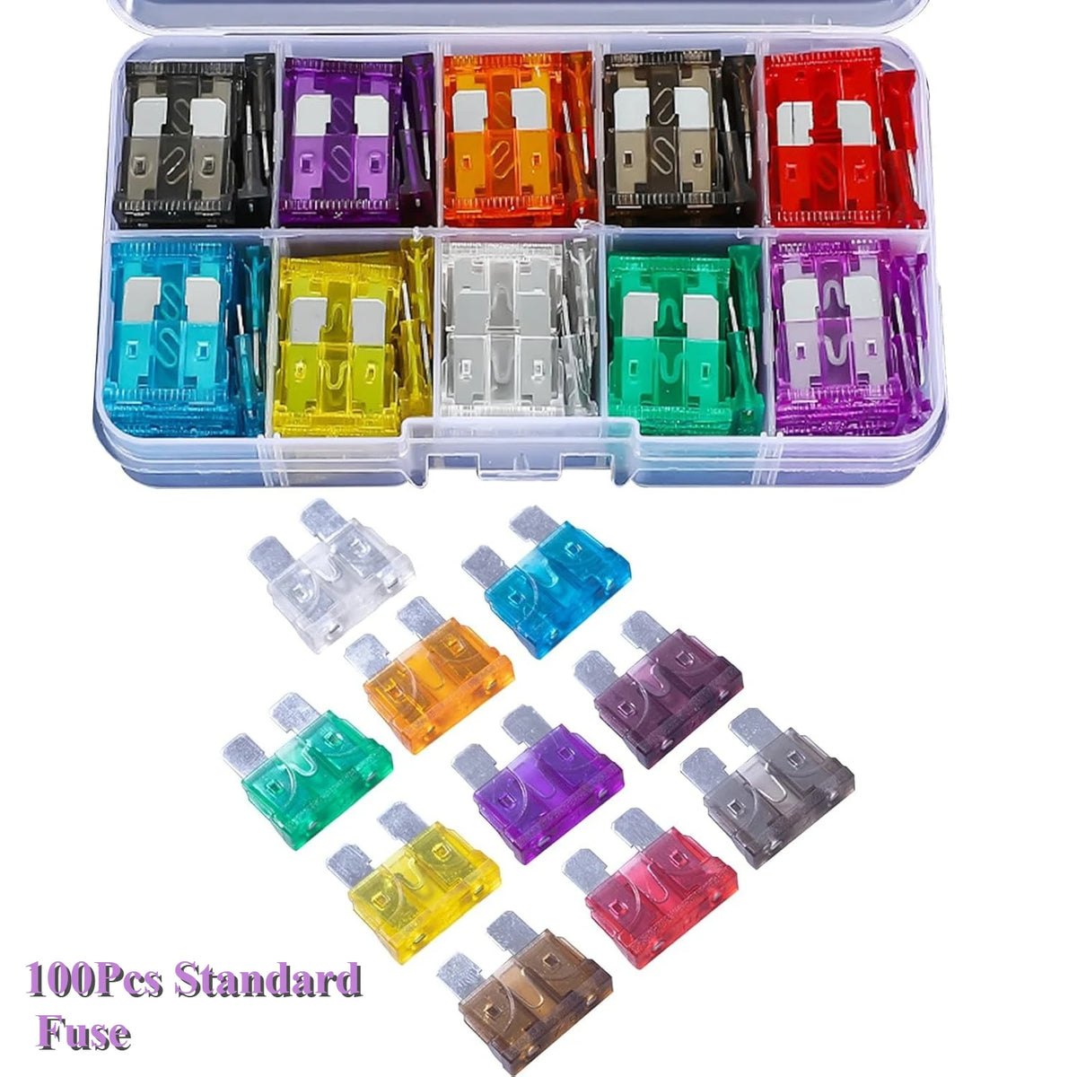 100 Pcs Car Fuses Small Mini Auto Blade Fuses 2A 3A 5A 7.5A 
