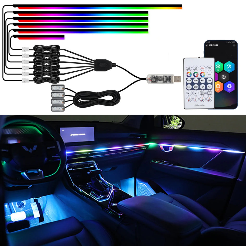 10 in 1 Car Interior Acrylic LED Ambient Lights For Tesla US