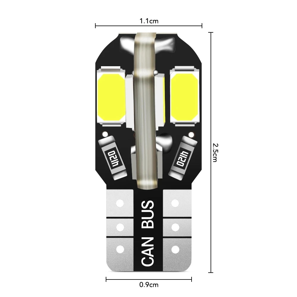 10/20PCS W5W T10 LED Bulbs Canbus 5730 8SMD 12V 6000K 194 16