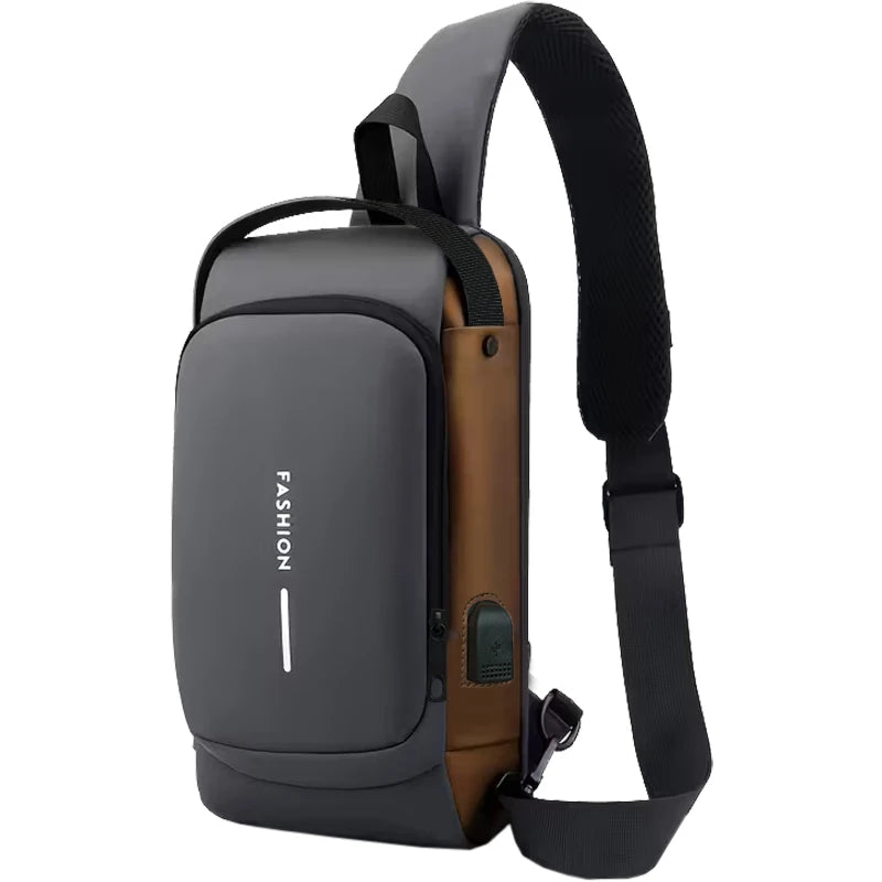 Men Anti-theft Sling Chest Bag With Password Lock USB Charging Port Waterproof Crossbody Backpack Casual Shoulder Bag for Daily
