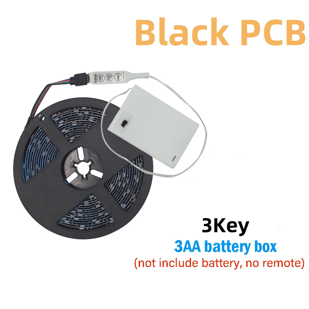 3AA Battery Power RGB Led Strip Light 5V 5050 with 3/17/24Key Remote Control Flexible Tape Waterproof Led Light TV Backlight