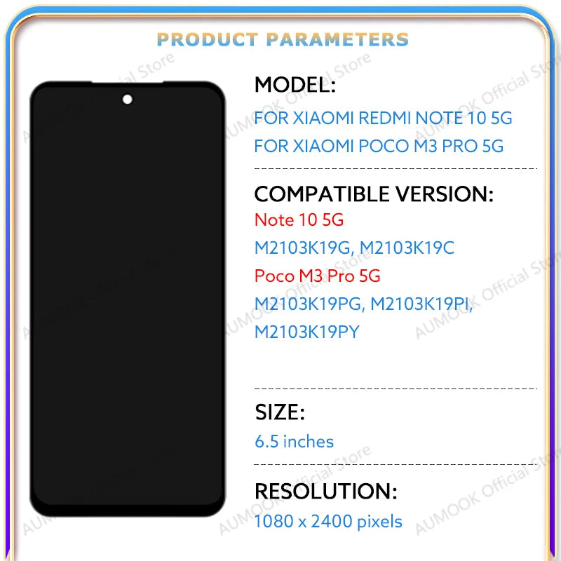 For Xiaomi Redmi Note 10 5G LCD Display Touch Screen Digitiz