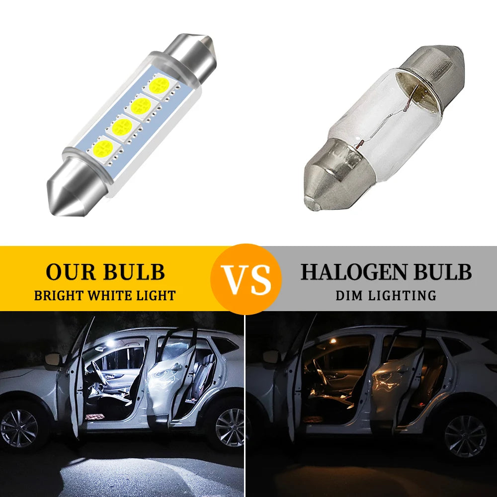 4pcs 44MM 1.76 In Car Rigid Loop Festoon Led Bulb Extremely 