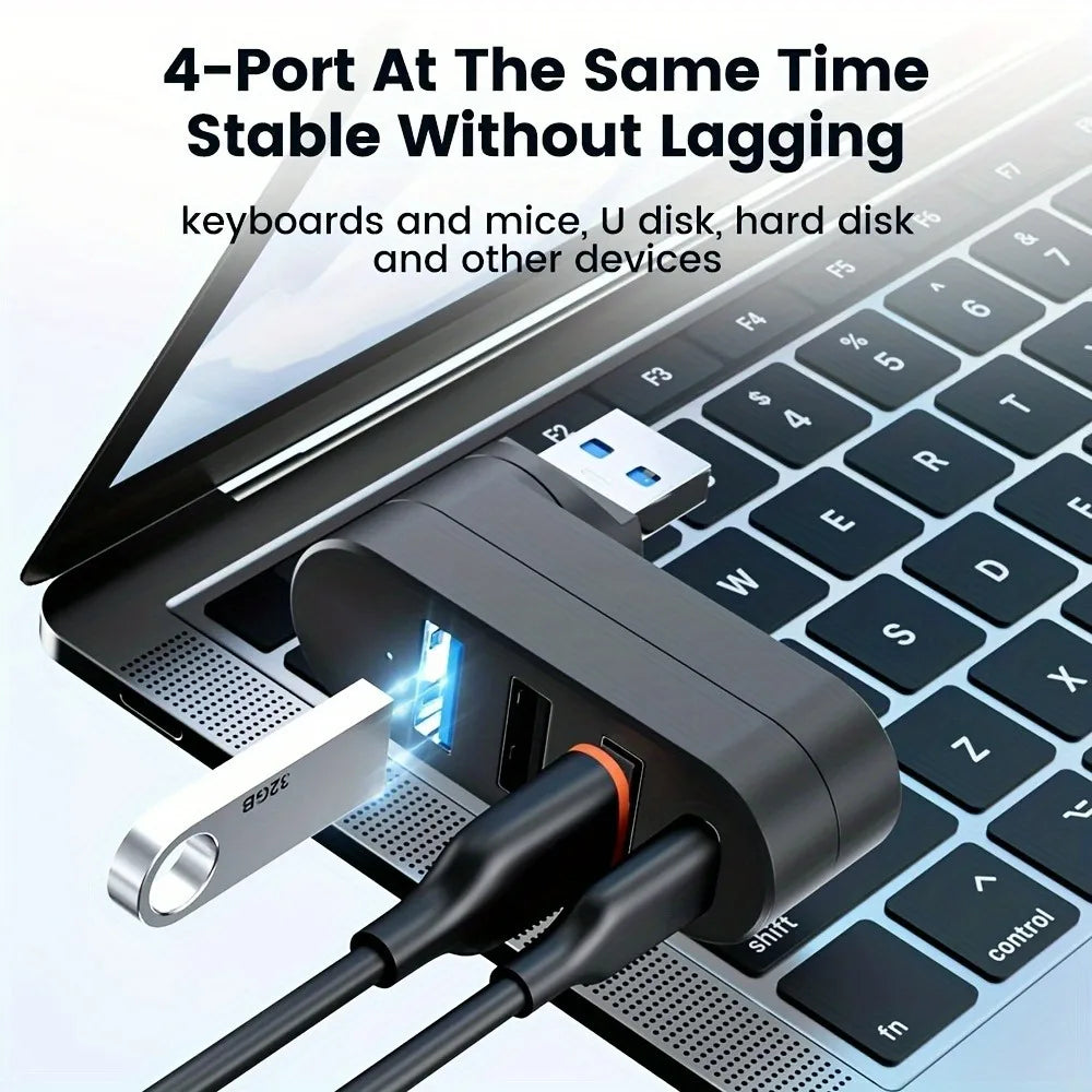 180 Rotatable U Disk Splitter Adapter 3/4 Ports Type C USB H