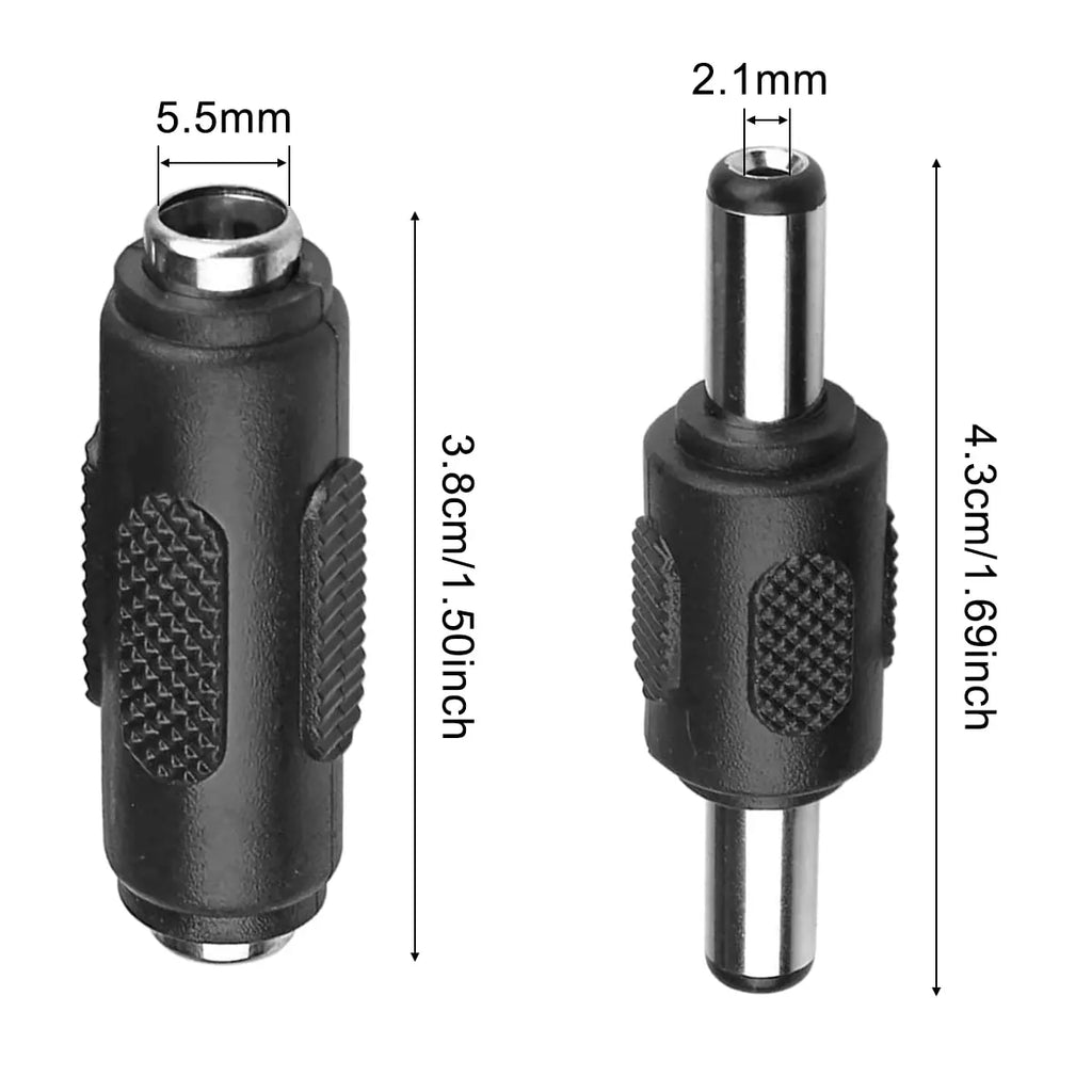 5.5x2.1mm DC Male Female Power Connector 12V/24V Adapter Jac