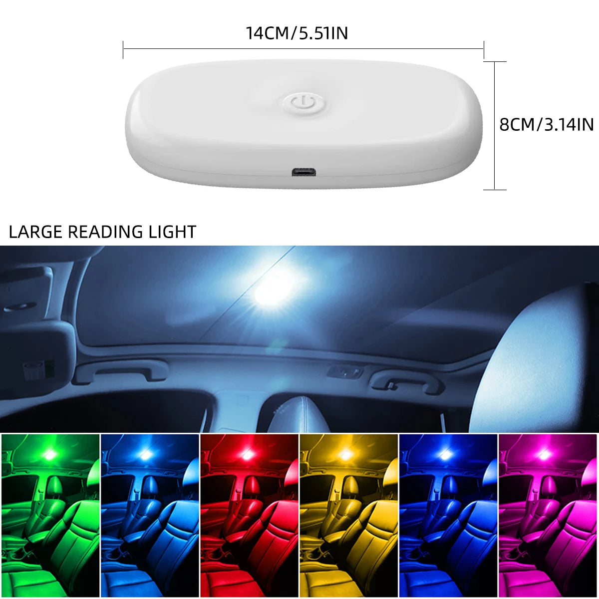 Car LED Touch Light Mini Wireless Car Interior Lighting Magnet Base Car Ceiling Light for Door Foot Trunk Storage USB Charging