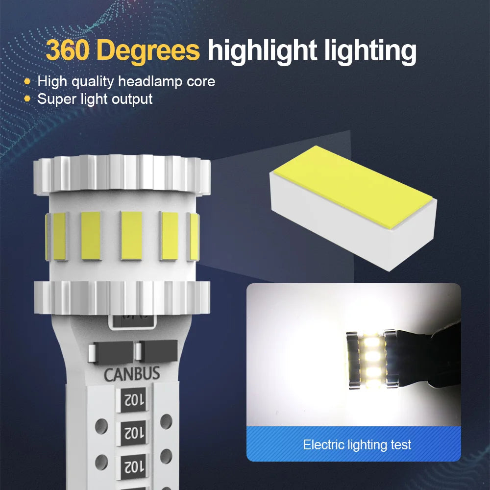 2PCS T10 W5W LED CANBUS No Error 12V Car Side Interior Light