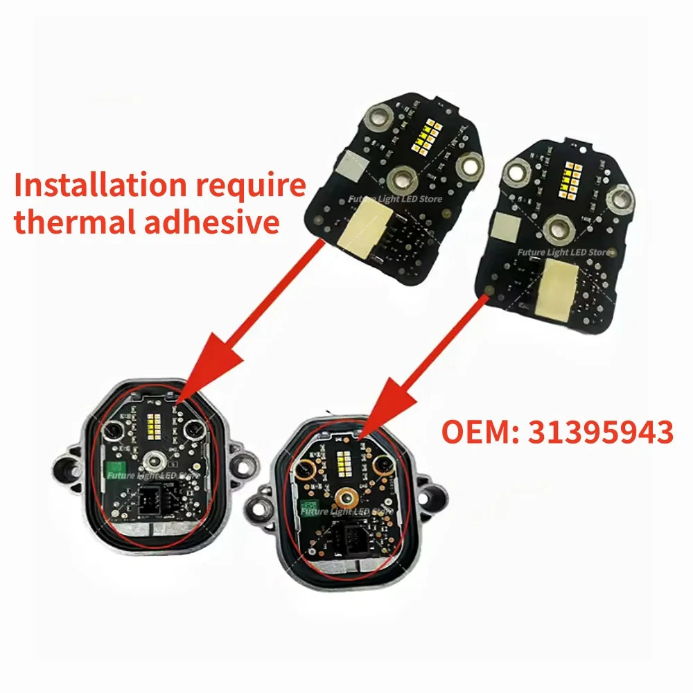 LED Headlight Tubes Daytime Running Lights Light Guide Plate Angel Eye Lightsource DRL Chips Boards for Volvo
