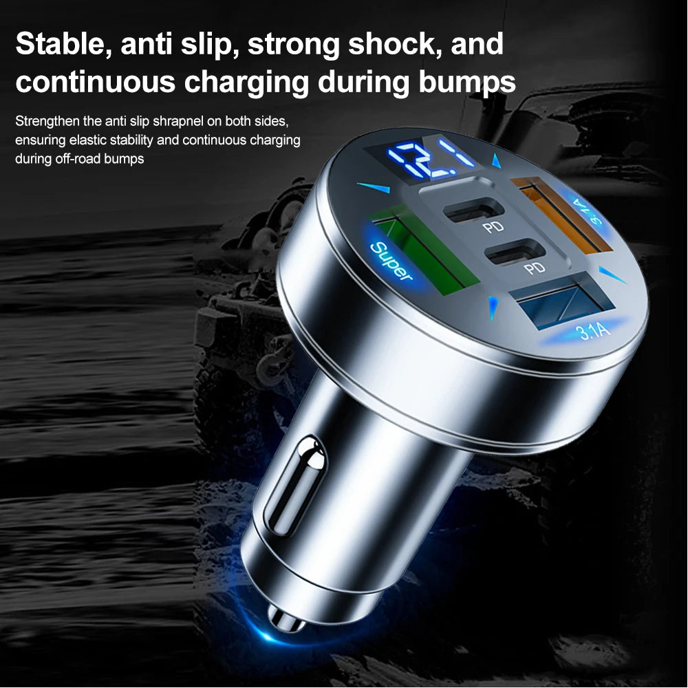 250W 5 Ports Car Charger Fast Charging PD QC3.0 USB C Car Ph