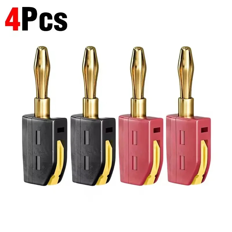 1/2/4Pcs 4mm Banana Plug High Current Quick Connect Gold-Plated Banana Connector 32A Red&Black No Solder Wire Connectors