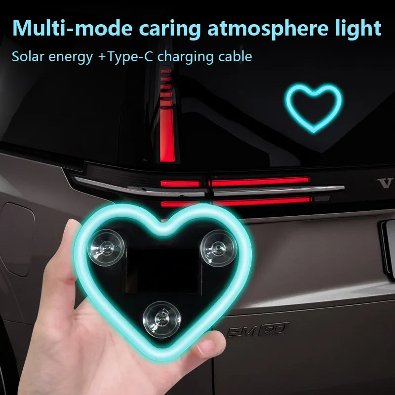 Universal Car Solar Heart-shaped Light Car Window LED Peach 