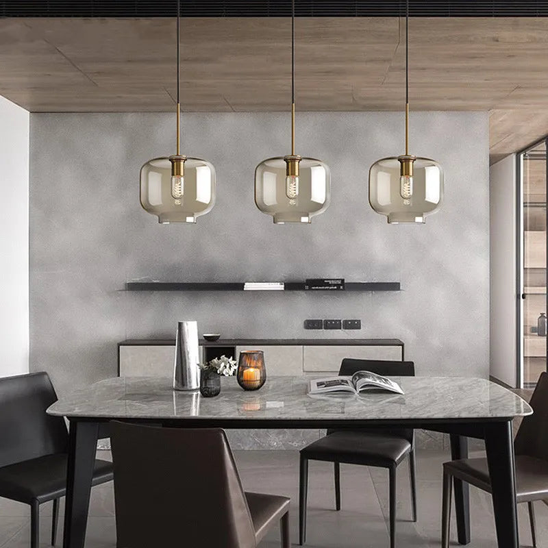 Nordic LED High quality glass pendant light Gold coloured he