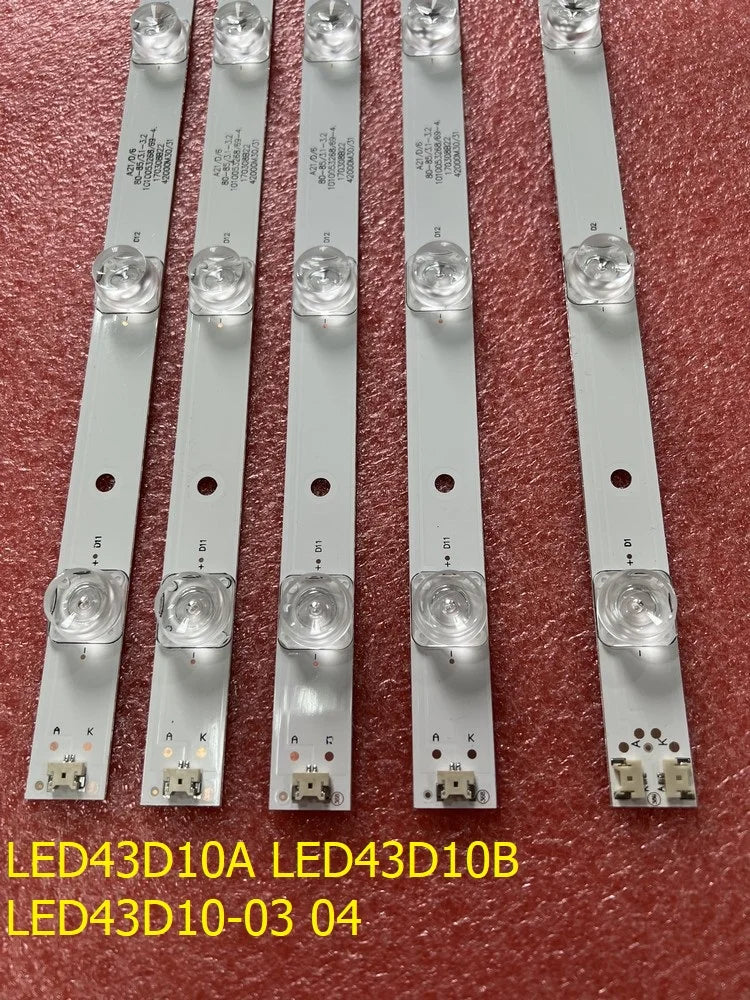 LED Backlight Strip for Kit 5pcs LED Backlight Strip For JVC LT-43M650 LT-43M450 LE43U6500U FD4351A-LU