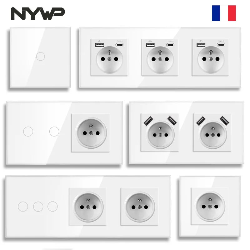 NYWP Touch Switch French Wall Socket Led Wall Light Switches