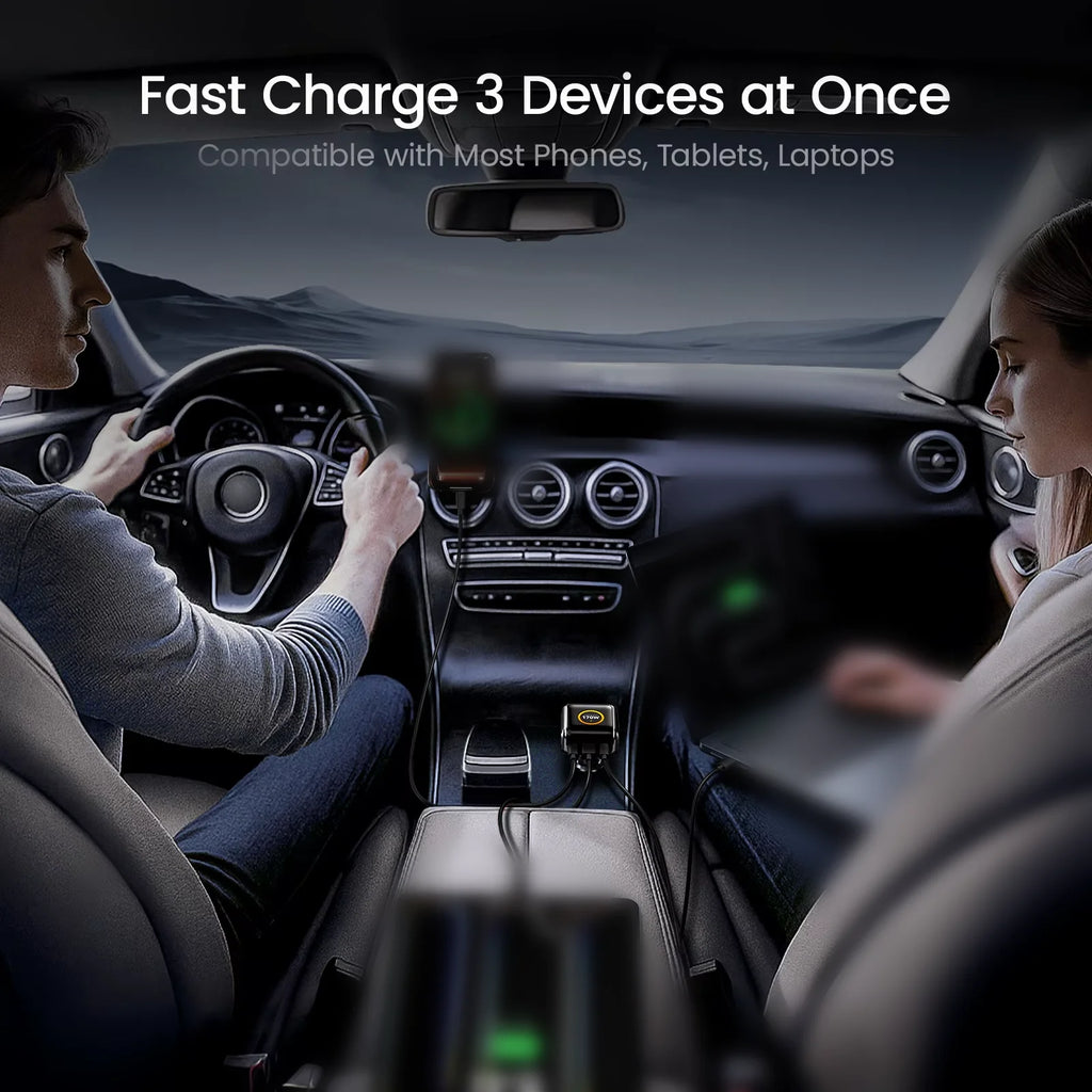 AOHI THE FUTURE Car Charger AI PD GAN+ 170W 3-Port LED Displ