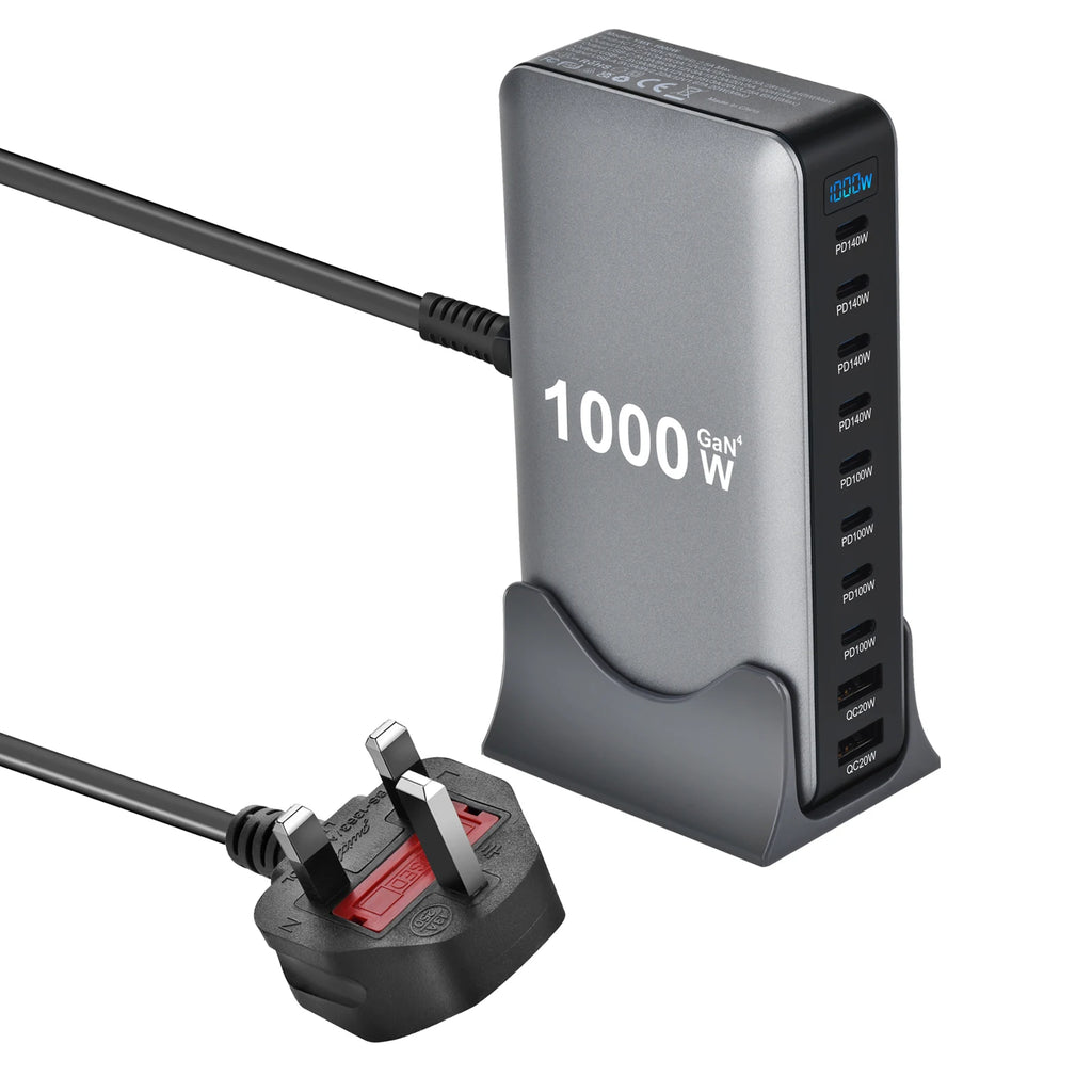 2026 New 1000W GaN Fast Charger PD3.1 USB Type C 10-Port DesktopFast Charging Station Adapter for Mobile & Tablets Dropshipping