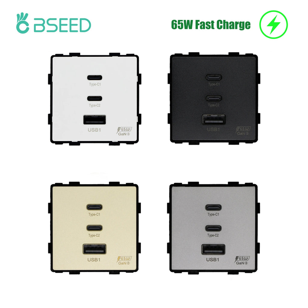 BSEED Universal Wall Sockets Function Part 65W PD Fast Charg