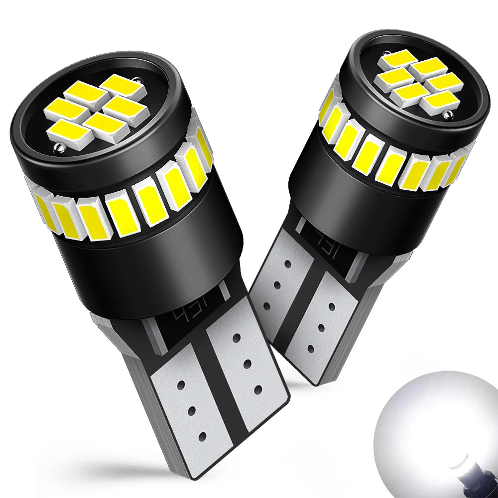 AUXITO 2Pcs T10 W5W LED Bulb Canbus No Error 194 168 LED Auto Lamp 3014 24SMD Car Interior Lights 6000K White Red Yellow 12V DC