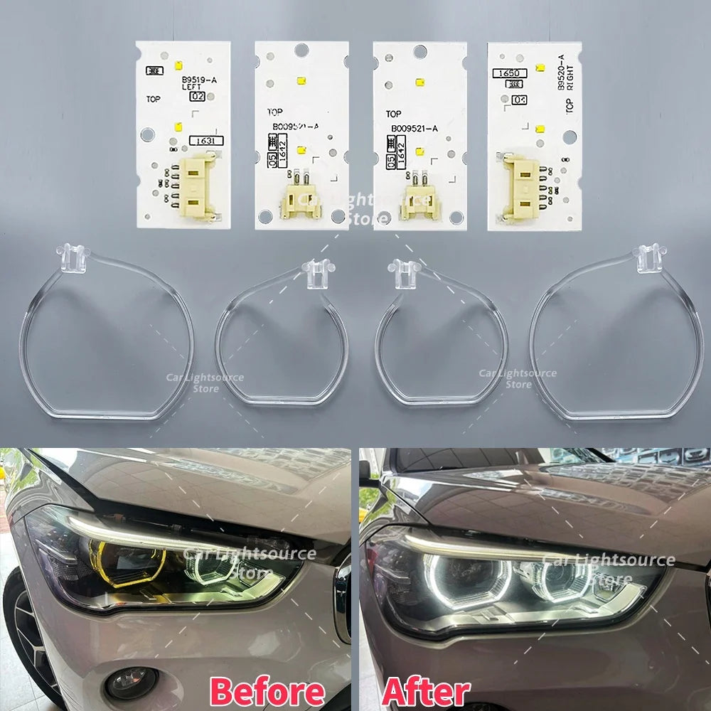 DRL LED Boards For BMW X1 F48 F49 2016-19 Headlight Tube Bar Angel Eye Light Guide Plate Daytime Running