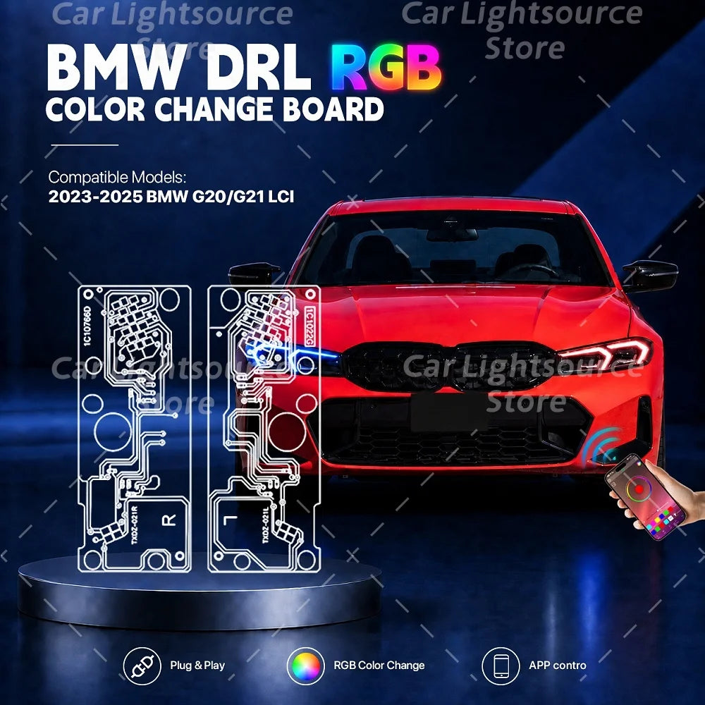 DRL Boards LED Angel Eyes Module For BMW 3 Series G20 G21 G28 LCI 22-24 APP Control Multicolor Daytime