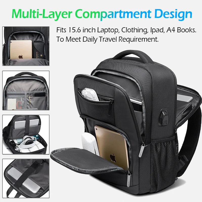 BANGE Lightweight 15.6 inch Laptop Backpack Waterproof USB C