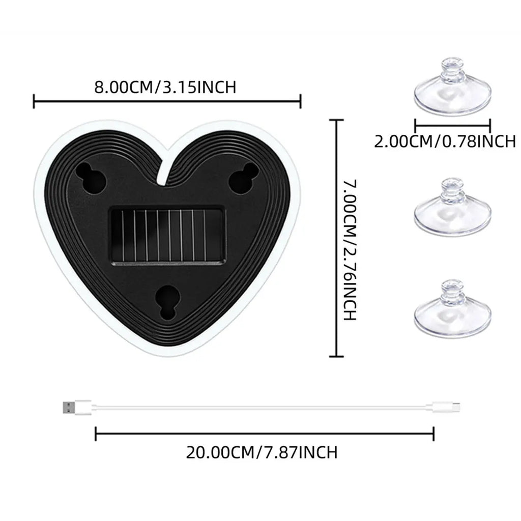 Solar Powered USB RGB Heart-shaped Dynamic Gradient LED Car 