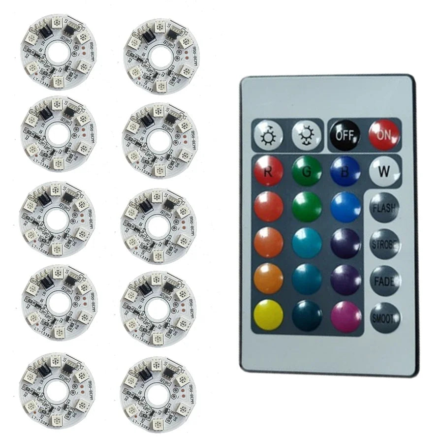10 1PCS 5V RGB LED Lights Plate Linkage Control Colorful Source Wireless Remote Car Interior Ambient Light LED Beads COB Chip