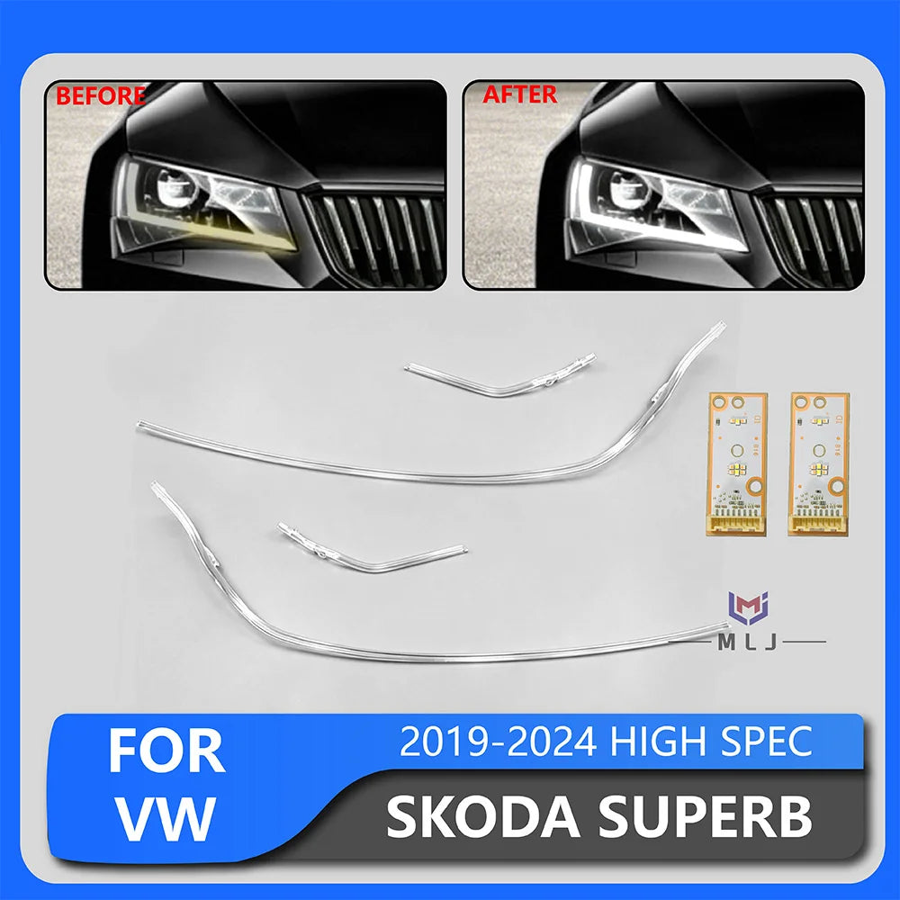 Headlight Replacement Parts LED DRL Light Source Chip Board Light Guide Tube Strip for VW 2019-2024