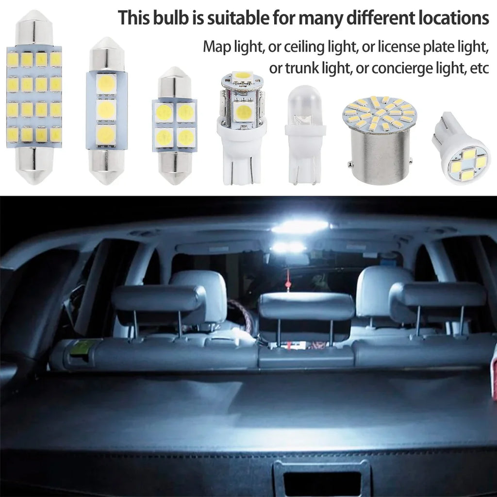 42Pcs LED Car Interior Lights T10 6000K SMD LED Replacement 