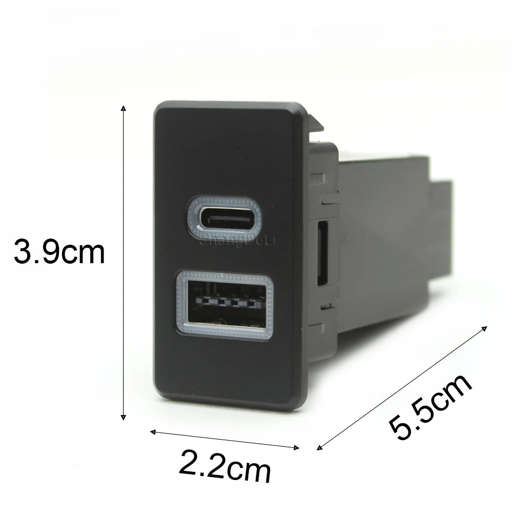 Car USB Charger PD Fast Phone Charging QC3.0 Dual Port Inter