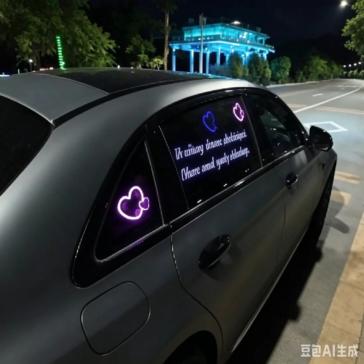 Solar Powered Car Neon Light Wireless Cute Heart Shaped Led 
