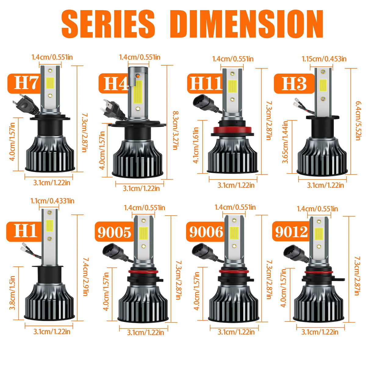 Heyword 2Pcs LED H4 H7 Car Headlight H1 LED Bulb H8 H11 9005