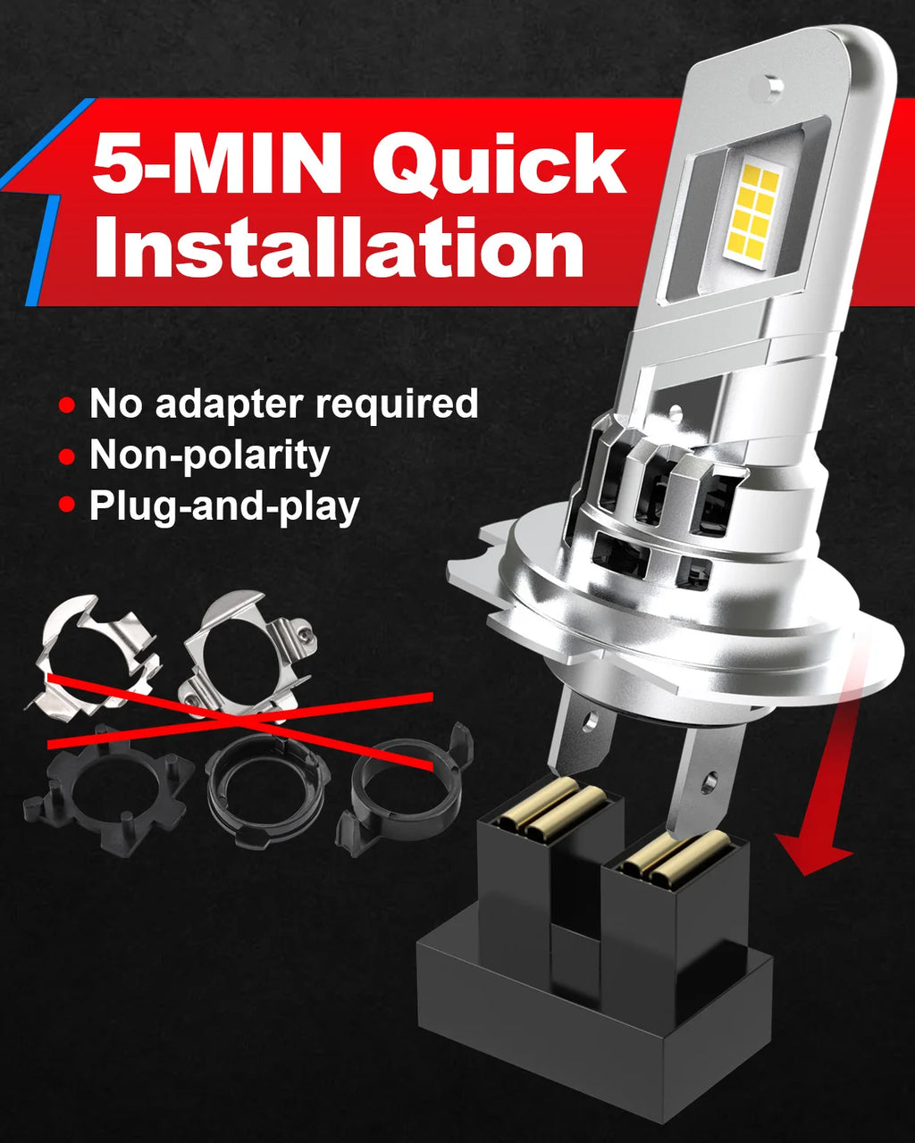 OUSHI 2x High Power H7 Led Headlight Canbus H18 Car Bulb 600