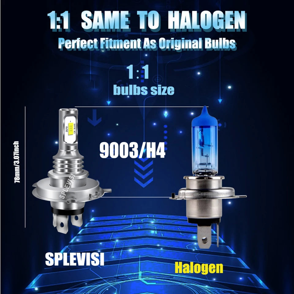 12v LED Headlight Bulbs Replacement Kit 6000K White IP68 Wat