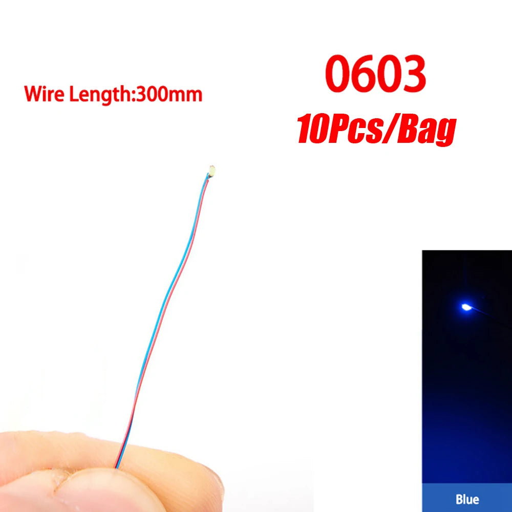 10pcs/Lot 0402 0603 SMD Lamp Wired Micro Led Pre-Soldered Lamp Wired Chip 3V 30cm Railway Model For Diy Model Scenes