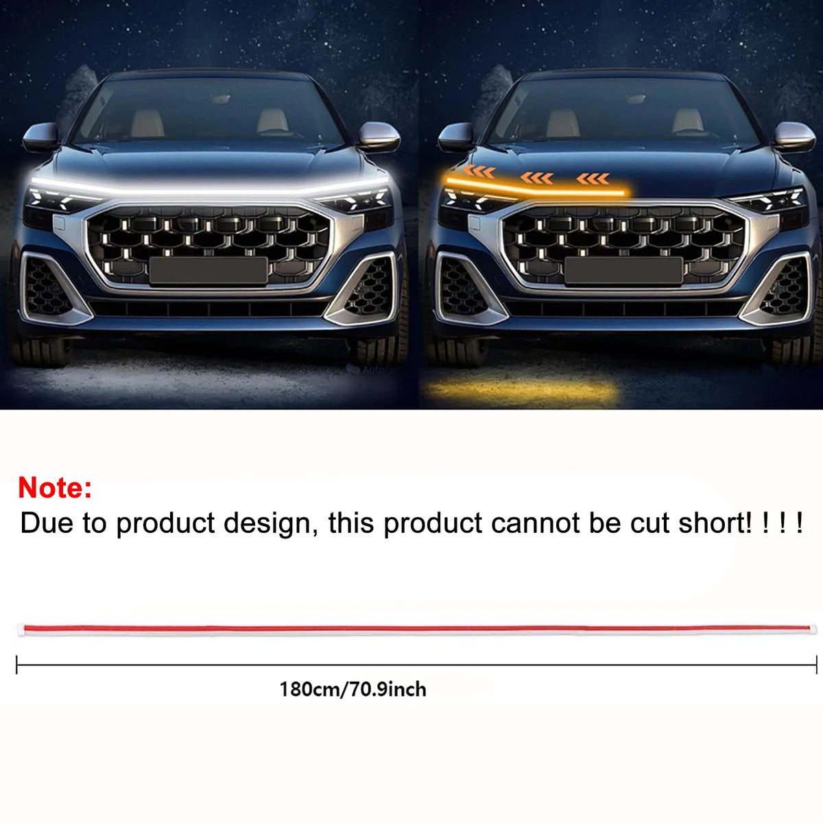 180cm LED Daytime Running Light Car Hood Decorative Lights D