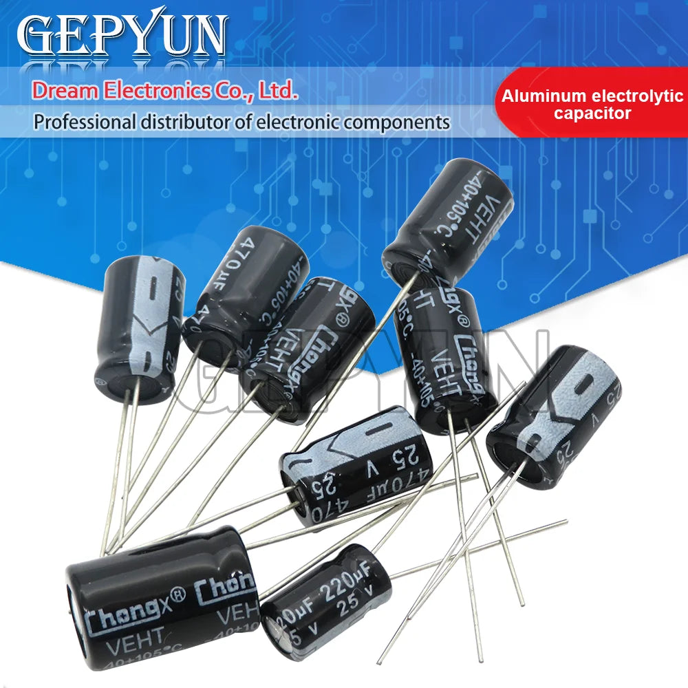 50PCS Aluminum electrolytic capacitor 10V 16V 25V 35V 50V 10