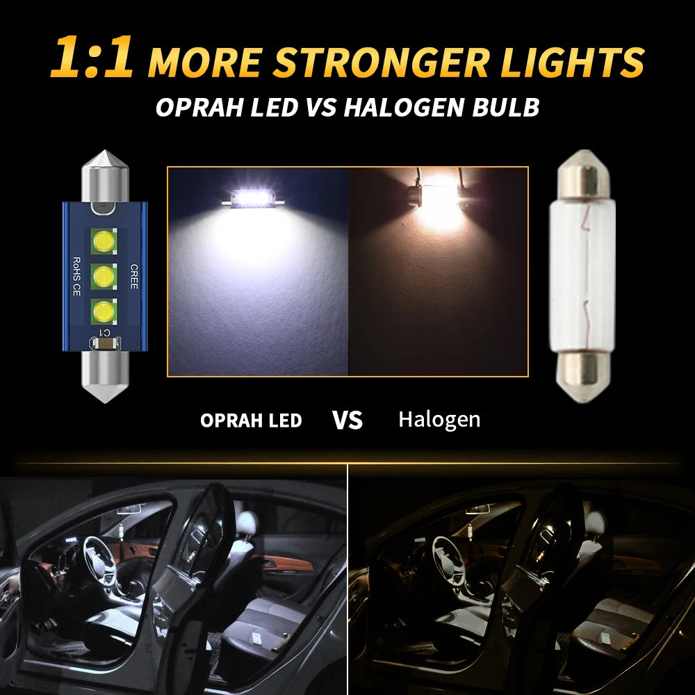 Oprah 2pcs Festoon LED C5W C10W 31mm 36mm 39mm 41mm Lamp Car