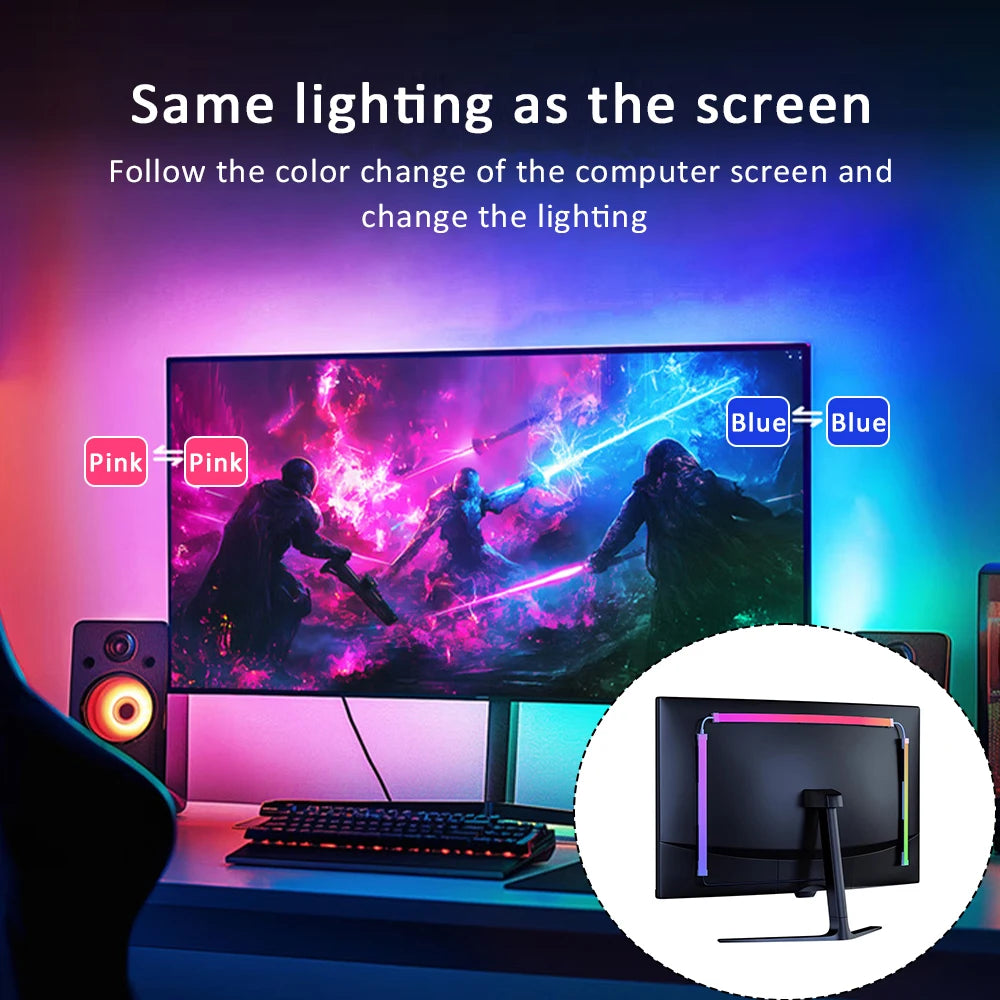 24-34 Inch USB PC LED Strip Lights Computer Sync Light Strip