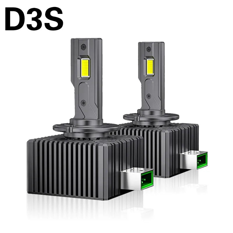 2PCS D1S D2S/R D3S D4S/R D5S D8S LED Headlight Bulbs 70W 800% Brighter 12000LM 6000K Plug&Play Turbo FanAuto HID Replacement 12V