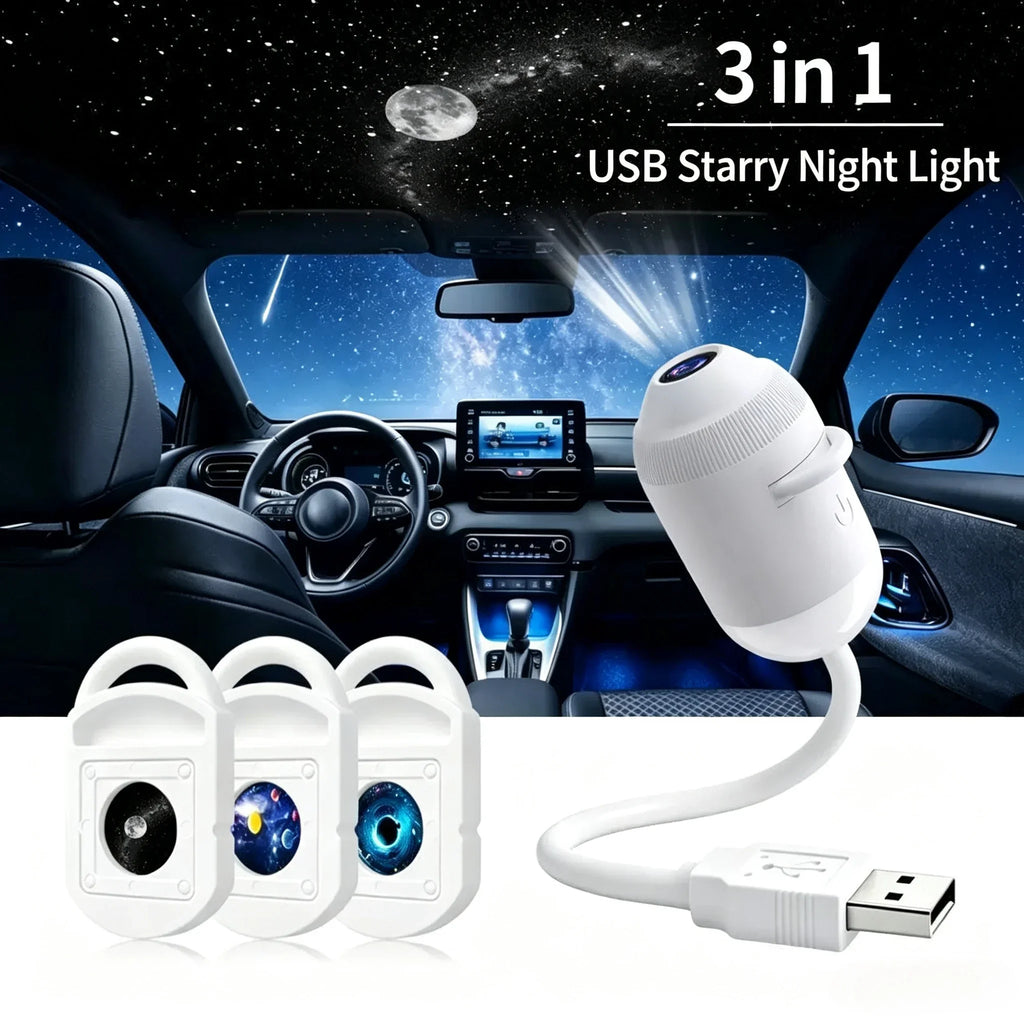2 in 1 Rotatable Galaxy Starry Sky Sunset Projector Lamp Wiring Free Portable Car Home Atmosphere Light Adults Gift
