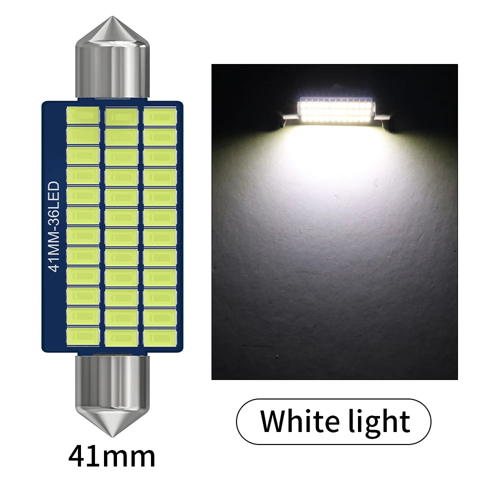 2PCS C10W C5W LED Bulb Canbus Festoon 31mm 36mm 39mm 41mm 12