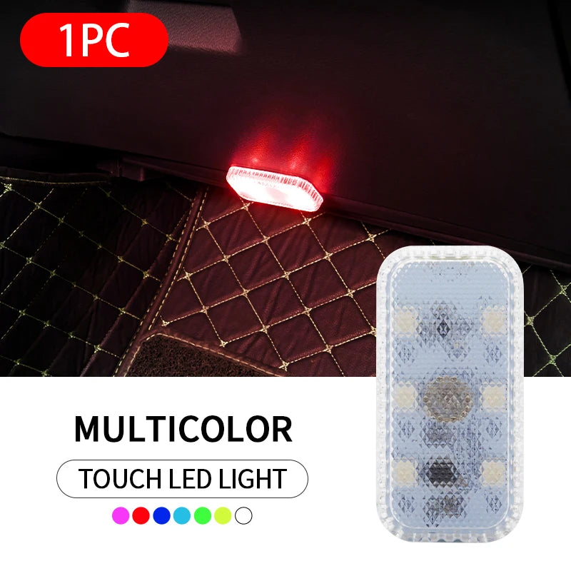 SEAMETAL Touch Sensor LED Lamp 6 LED Ambient Light Car Interior Roof Reading Lamp Wireless USB Rechargeable Atmosphere Lights