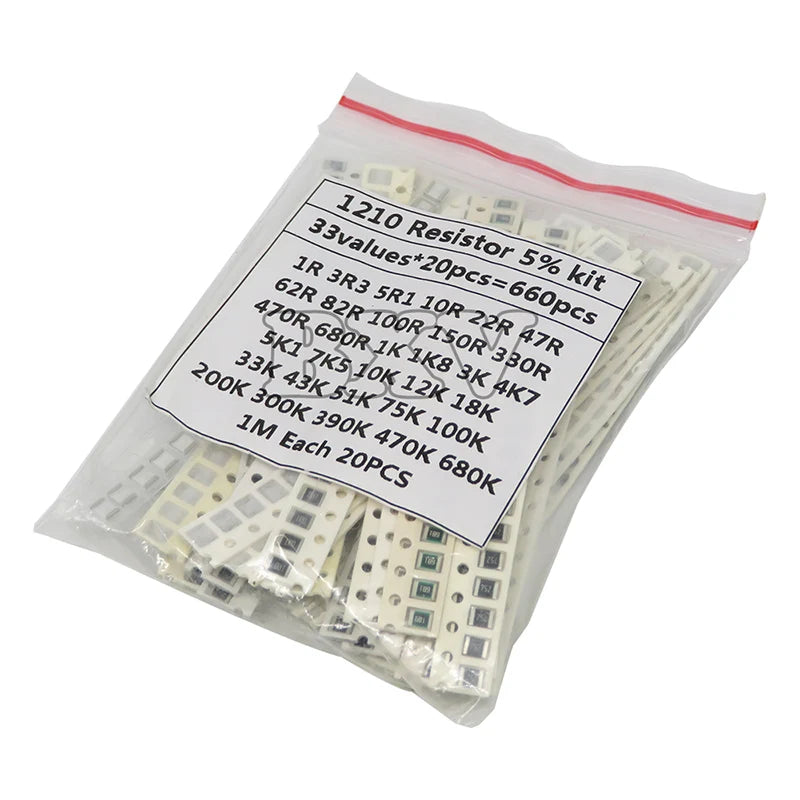 1210 SMD Resistor Kit Assorted Kit 1ohm-1M Ohm 5% 33ValuesX 